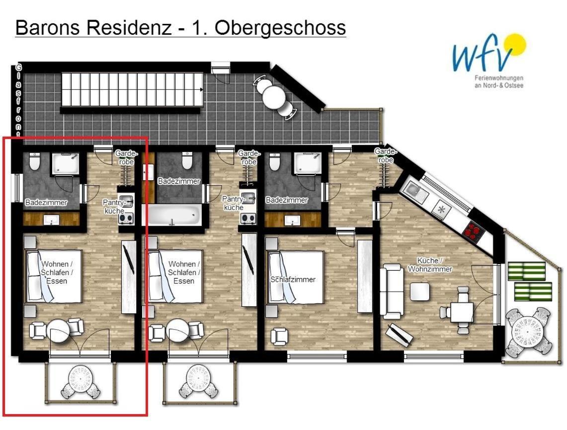 Barons Residenz Ferienwohnung 4 ボルクム エクステリア 写真